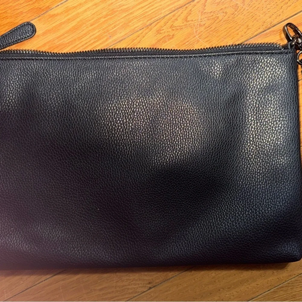 JustFab Black Clutch with Pink Sequin Heart